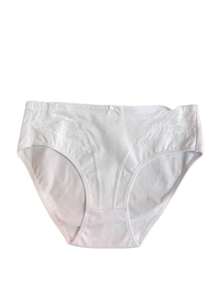 Panty de algodón talle medio con encajes