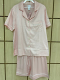 Pijama Conjunto de Seda satinada blusa con bolsillo en el pecho y short
