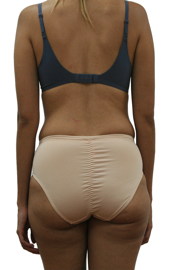 Lycra medium control panty-girdle low leg, decorative lace and butt lifter