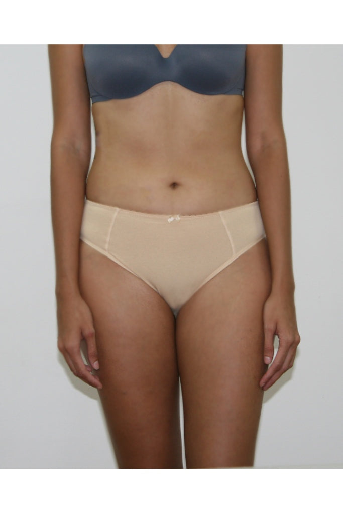 Cotton bikini bottom with decorative elastic
