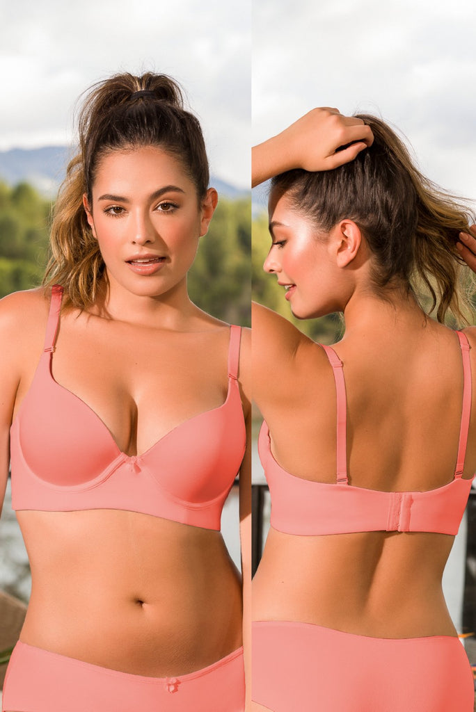 Full cup bra with underwire, push up, wide base and reinforced U-shaped back