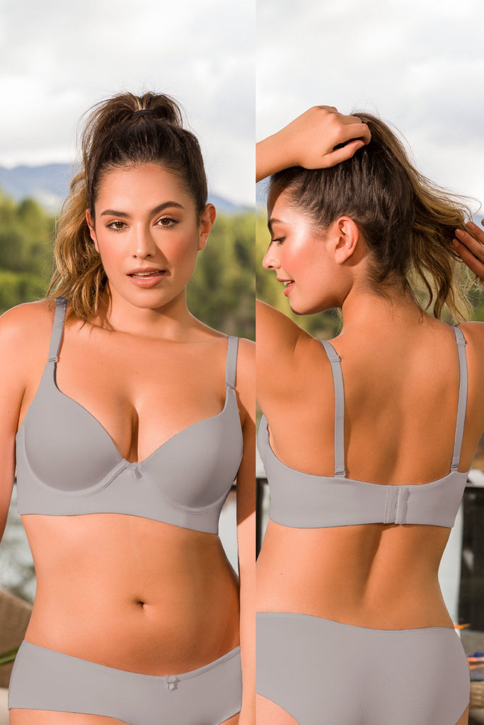 Full cup bra with underwire, push up, wide base and reinforced U-shaped back