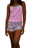 Cotton pajama set top with straps and shorts with print