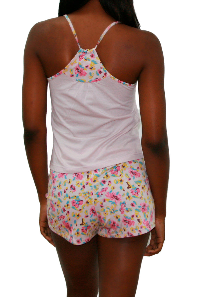 Pijama set de algodón top de tiritas y short con print